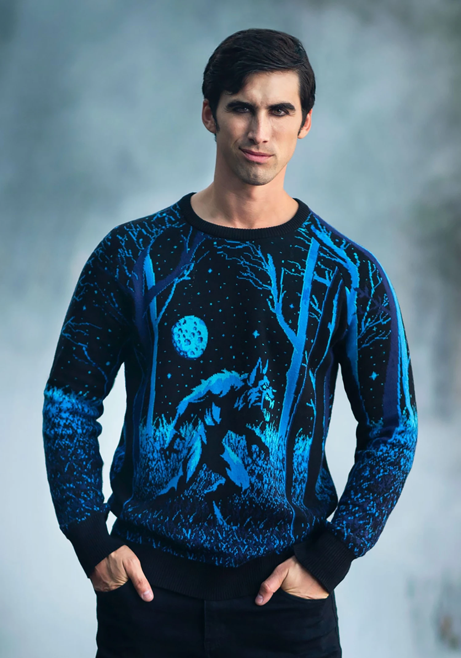 Prowling Werewolf Halloween Adult Sweater 4 Prowling Werewolf Halloween Adult Sweater - Image 2