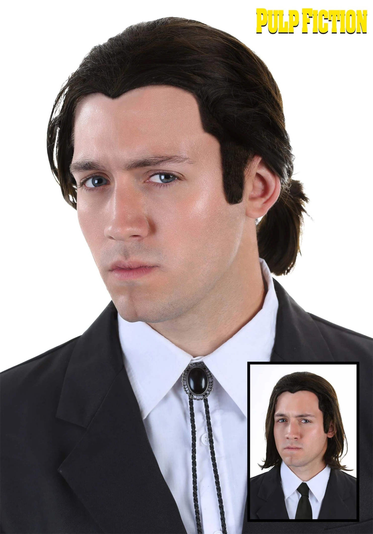 Men's Pulp Fiction Vincent Vega Wig And Bolo Tie Costume Set 3 Men's Pulp Fiction Vincent Vega Wig And Bolo Tie Costume Set