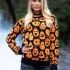 Adult Pumpkin Frenzy Halloween Sweater -Halloween Costumes pumpkin frenzy unisex halloween sweater 1