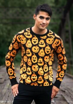 Adult Pumpkin Frenzy Halloween Sweater -Halloween Costumes pumpkin frenzy unisex halloween sweater alt1