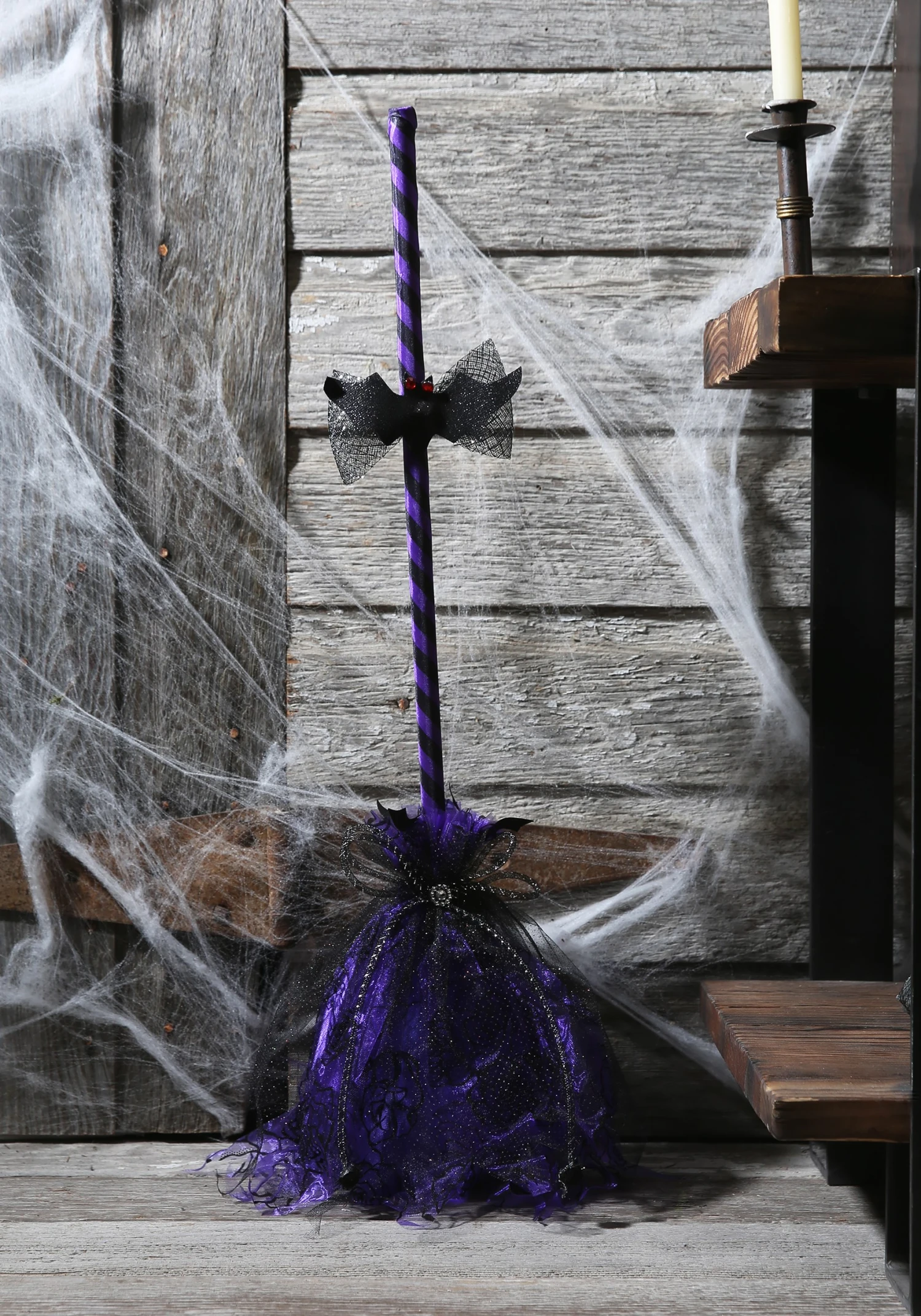 Purple Animated Shaking Witch Broom Halloween Decoration 3 Purple Animated Shaking Witch Broom Halloween Decoration