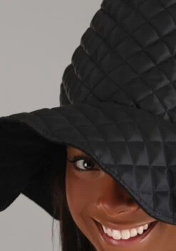 Quilted Black Witch Women's Costume Hat 9 Quilted Black Witch Women's Costume Hat -Halloween Costumes quilted witch hat alt 2
