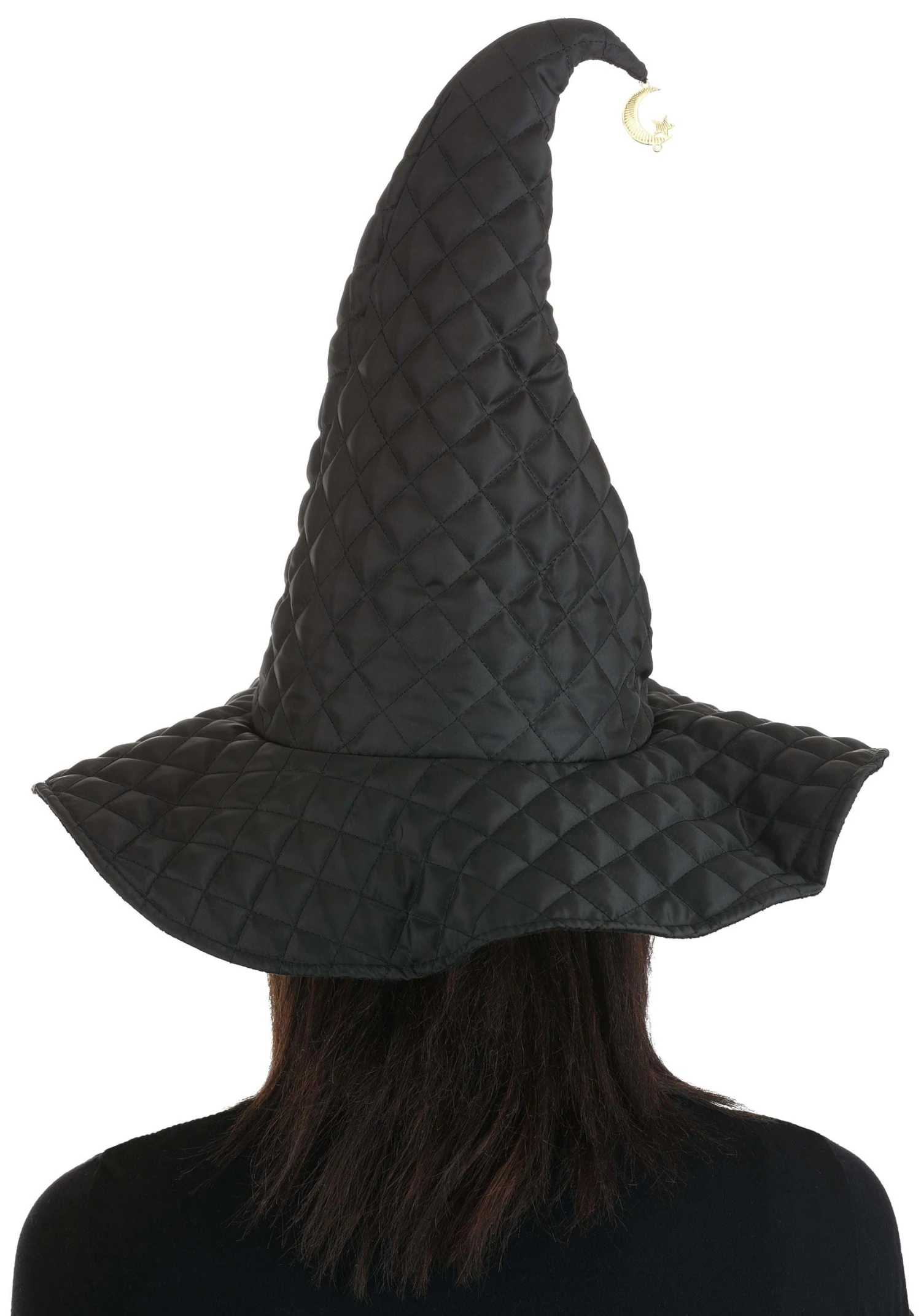 Quilted Black Witch Women's Costume Hat 7 Quilted Black Witch Women's Costume Hat - Image 5