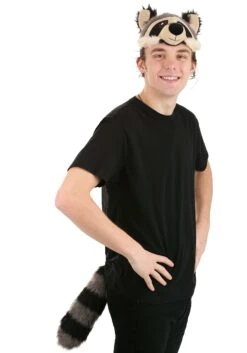 Raccoon Plush Headband & Tail Costume Accessory Kit 12 Raccoon Plush Headband & Tail Costume Accessory Kit -Halloween Costumes raccoon plush headband tail kit alt 2