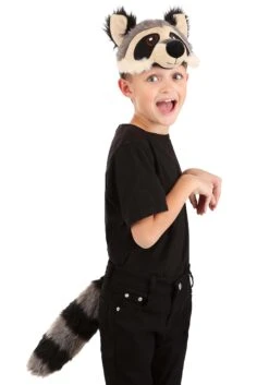 Raccoon Plush Headband & Tail Costume Accessory Kit 13 Raccoon Plush Headband & Tail Costume Accessory Kit -Halloween Costumes raccoon plush headband tail kit alt 3