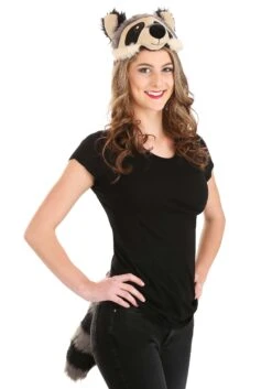 Raccoon Plush Headband & Tail Costume Accessory Kit 16 Raccoon Plush Headband & Tail Costume Accessory Kit -Halloween Costumes raccoon plush headband tail kit alt 5