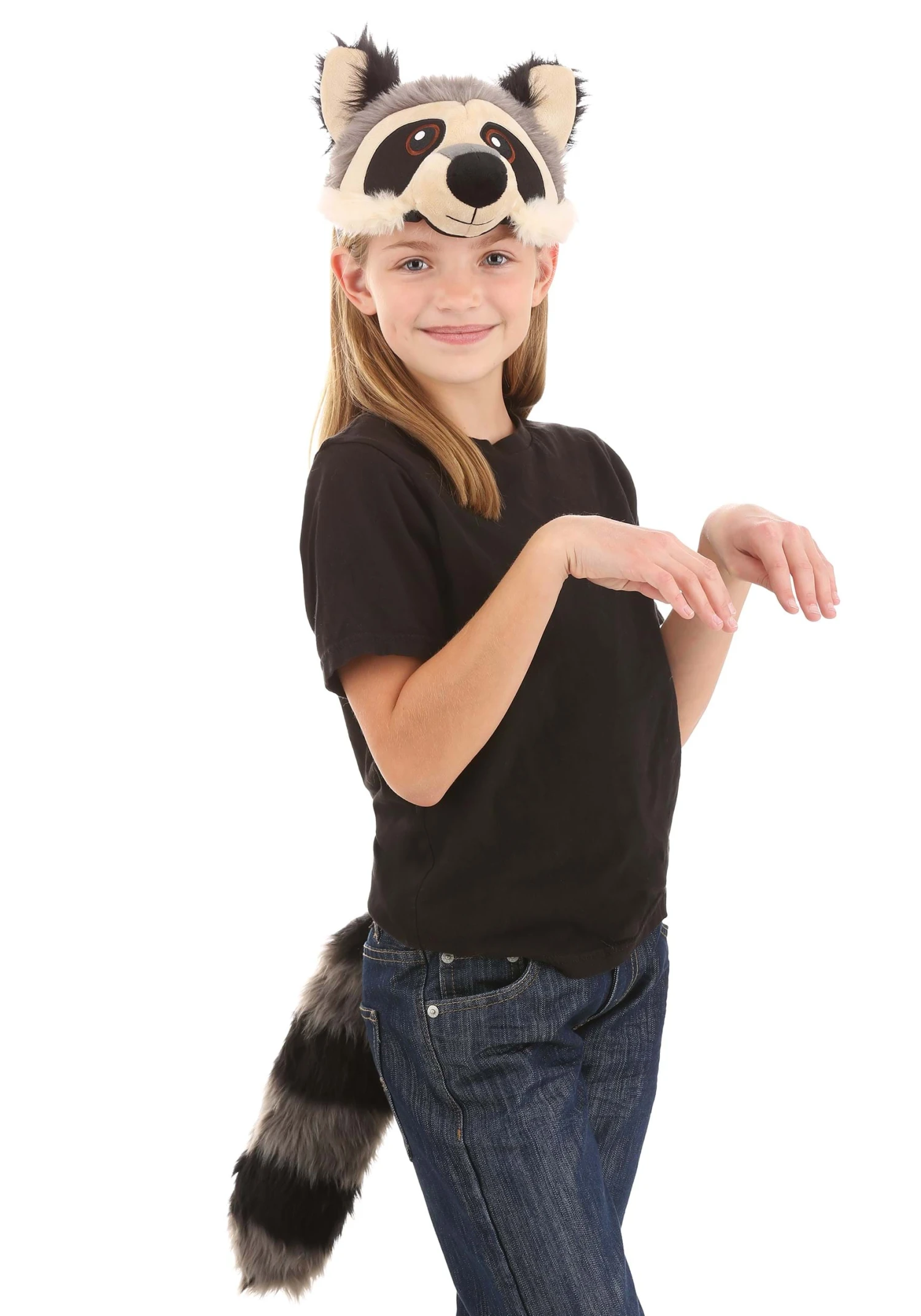 Raccoon Plush Headband & Tail Costume Accessory Kit 3 Raccoon Plush Headband & Tail Costume Accessory Kit