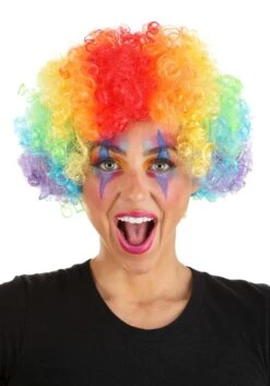 Rainbow Afro Clown Adult Costume Wig