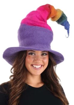 Adult Rainbow Borealis Heartfelted Witch Costume Hat