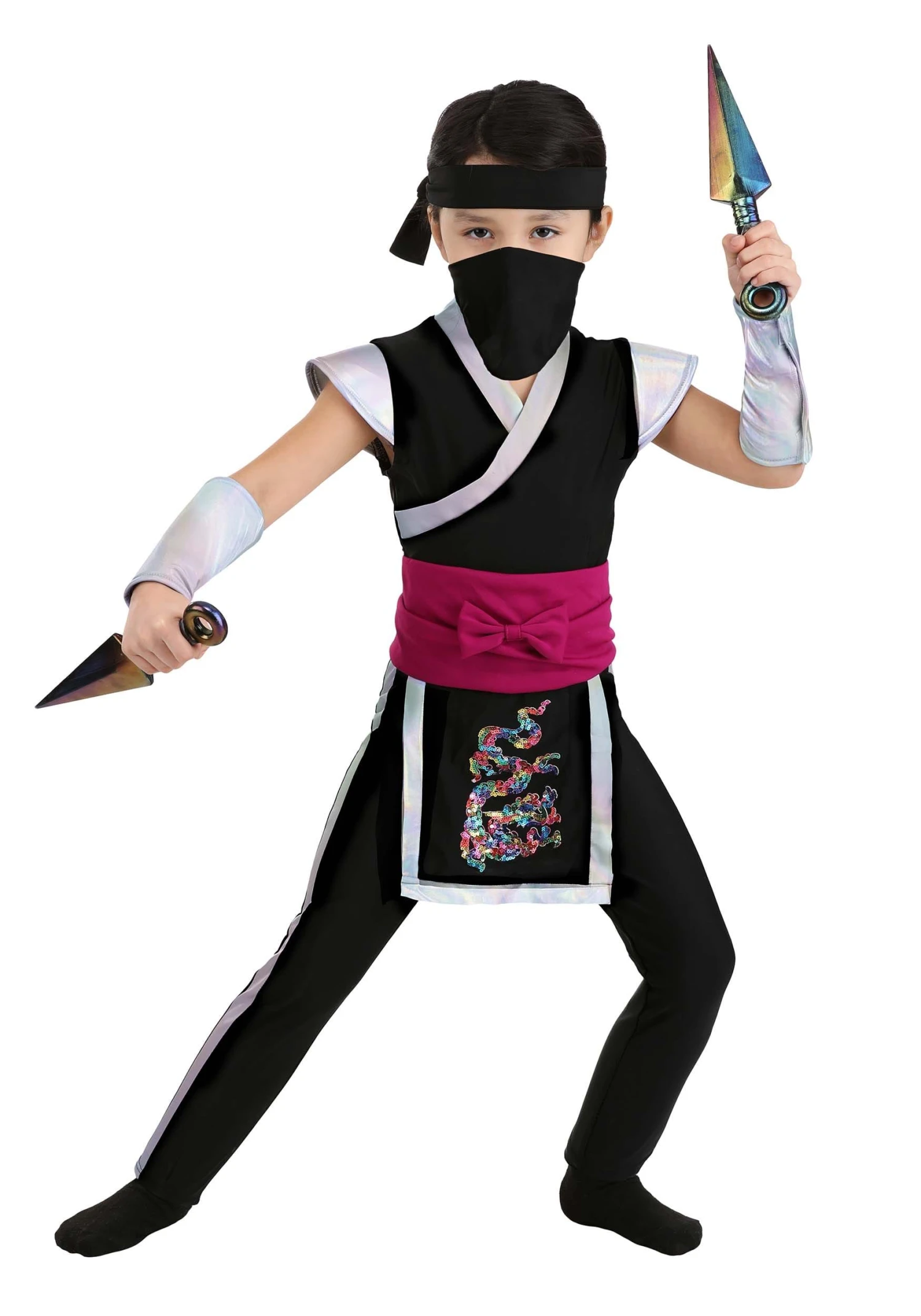 Girl's Toddler Rainbow Ninja Costume 3 Girl's Toddler Rainbow Ninja Costume