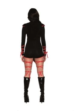 Red Dragon Women's Ninja Hooded Romper Costume 6 Red Dragon Women's Ninja Hooded Romper Costume -Halloween Costumes red dragon ninja hooded romper costume for women alt 1