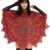 LEG AVENUE Women's Red Glitter Spiderweb Costume Poncho -Halloween Costumes red glitter web poncho