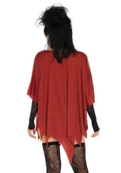 LEG AVENUE Women's Red Glitter Spiderweb Costume Poncho -Halloween Costumes red glitter web poncho alt 2