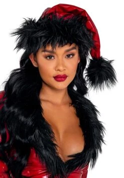 Roma Red Faux Patent With Black Faux Fur Santa Hat