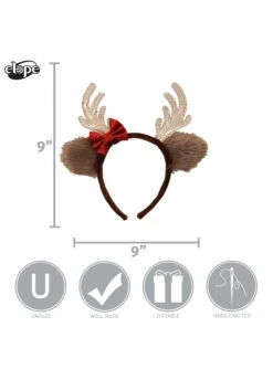 Reindeer Glitter Bow Silver Headband -Halloween Costumes reindeer glitter bow headband alt 3