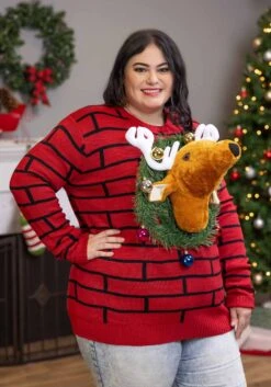 Reindeer Head Ugly Christmas Sweater 11 Reindeer Head Ugly Christmas Sweater -Halloween Costumes reindeer head ugly christmas sweater alt 4