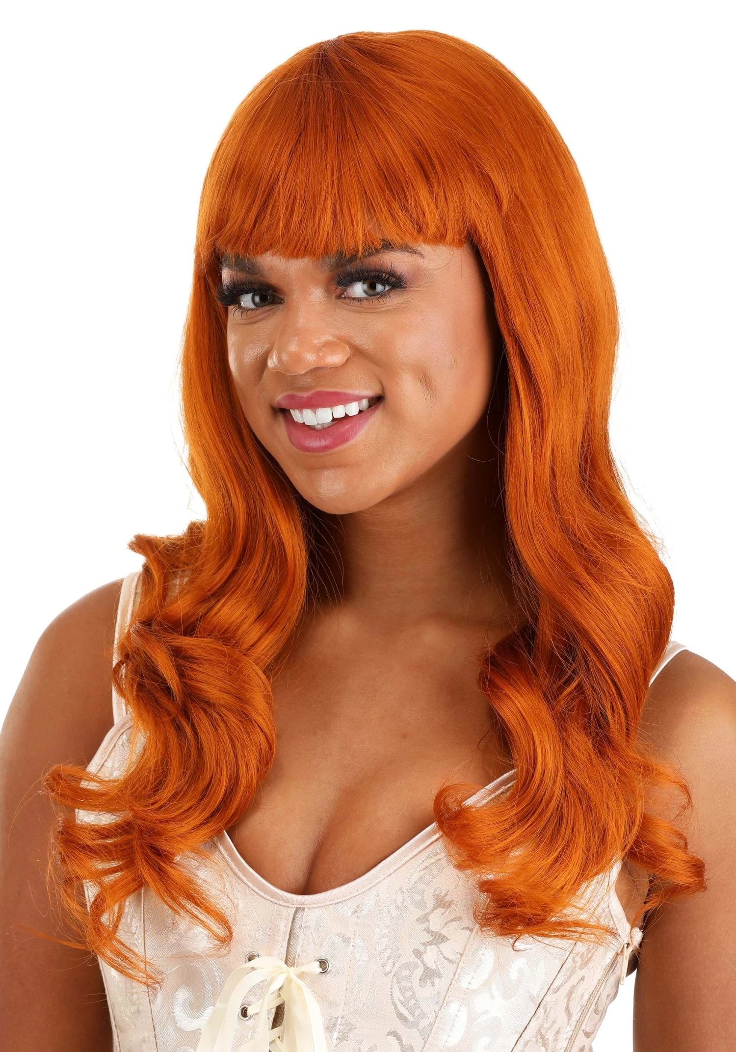 Rich Orange Long Wavy Wig For Women 4 Rich Orange Long Wavy Wig For Women - Image 2