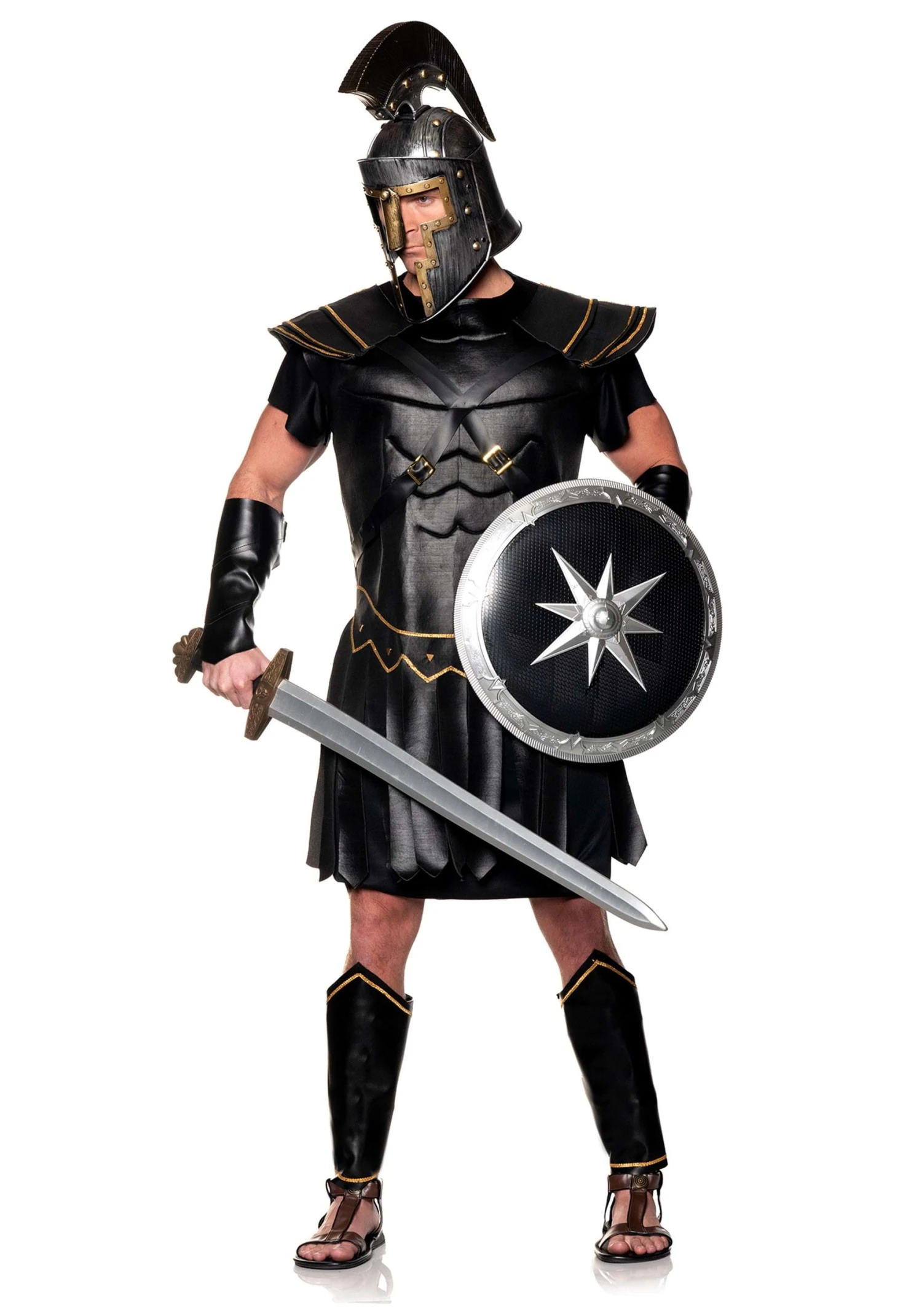 Men's Black Roman Warrior Costume 3 Men's Black Roman Warrior Costume
