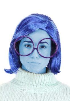 Women's Disney Inside Out Sadness Wig & Glasses Costume Kit 9 Women's Disney Inside Out Sadness Wig & Glasses Costume Kit -Halloween Costumes sadness wig glasses kit alt 3