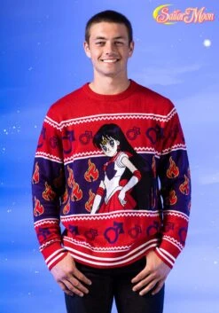 Sailor Moon Adult Sailor Mars Ugly Sweater 11 Sailor Moon Adult Sailor Mars Ugly Sweater -Halloween Costumes sailor mars ugly sweater alt 7