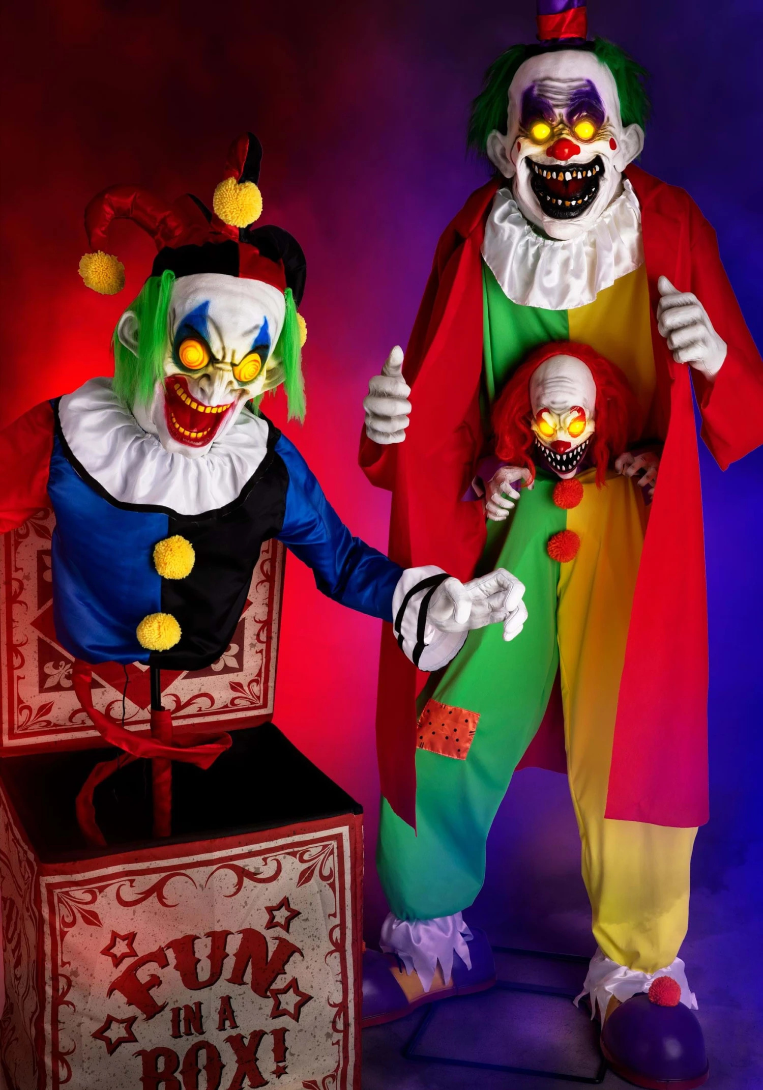 6FT Animated Scary Surprise Evil Clown Halloween Decoration 6 6FT Animated Scary Surprise Evil Clown Halloween Decoration - Image 4