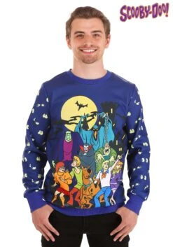 Scooby-Doo Glow-in-the-Dark Halloween Sweatshirt For Adults -Halloween Costumes scooby doo ugly sweater alt 6