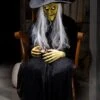 3.5FT Seated Witch Holding Candy Bowl Animatronic Decoration