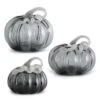 Set Of 3 Gray Glass Pumpkins Holiday Decoration -Halloween Costumes set of 3 gray glass pumpkins