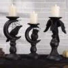 Set Of 3 Halloween Matte Black Candleholders -Halloween Costumes set of 3 matte black halloween candleholders