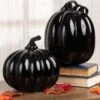 Set Of 2 Black Glass Pumpkins Prop Decoration -Halloween Costumes set of black glass pumpkins
