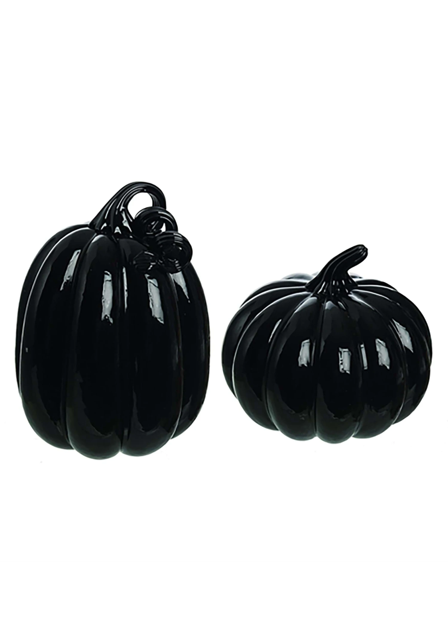 Set Of 2 Black Glass Pumpkins Prop Decoration 4 Set Of 2 Black Glass Pumpkins Prop Decoration - Image 2