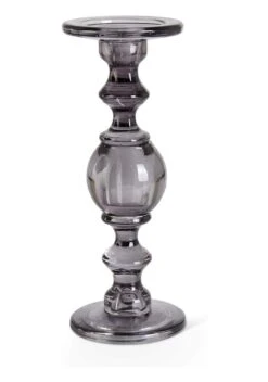 Gray Transparent Set Of 3 Glass Candleholders -Halloween Costumes set of three gray transparent glass candleholders alt 3