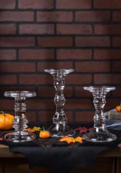 Pack Of 3 Short Glass Candleholders Decoration -Halloween Costumes set of three short glass candleholders alt 5