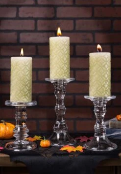 Pack Of 3 Short Glass Candleholders Decoration -Halloween Costumes set of three short glass candleholders alt 7