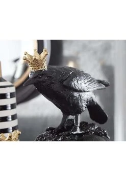 Set Of Two Resin Crows With Gold Crowns Halloween Decoration -Halloween Costumes set of two resin crows w gold crown alt 2