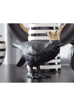 Set Of Two Resin Crows With Gold Crowns Halloween Decoration -Halloween Costumes set of two resin crows w gold crown alt 3