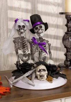 11-Inch Skeleton Bride & Groom Halloween Decoration