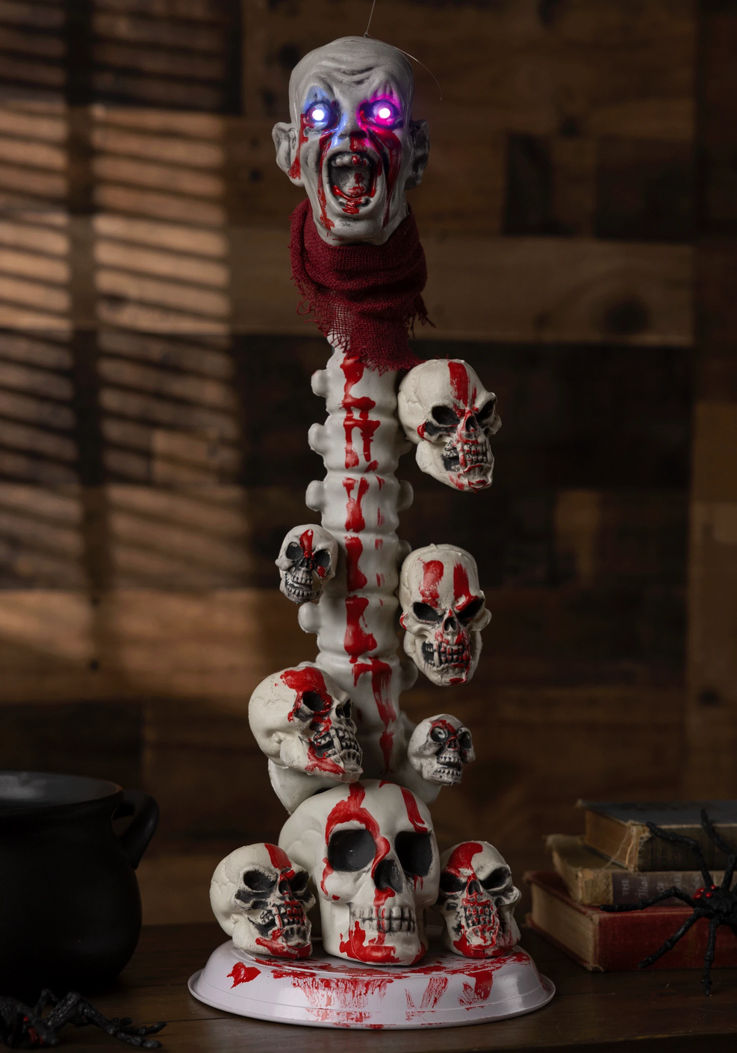 22" Skull Pillar With Light Up Eyes Halloween Decoration 4 22" Skull Pillar With Light Up Eyes Halloween Decoration - Image 2