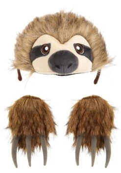 Sloth Soft Headband & Paws Costume Accessory Kit 11 Sloth Soft Headband & Paws Costume Accessory Kit -Halloween Costumes sloth plush headband paws kit alt 4