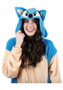Adult Sonic The Hedgehog Cosplay Union Suit -Halloween Costumes sonic the hedgehog cosplay union suit alt 3