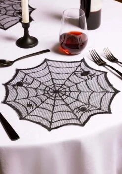 Black Spider Web Placemat Table Decoration