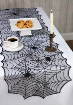 Black Spider Web Table Runner Decoration