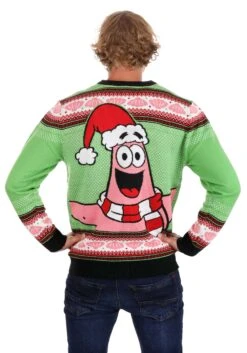 Spongebob Patrick Adult Ugly Christmas Cardigan -Halloween Costumes spongebob patrick ugly christmas cardigan alt 1