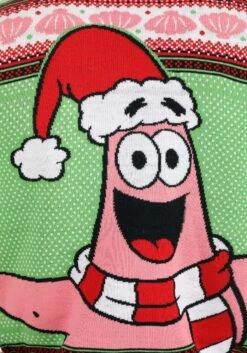 Spongebob Patrick Adult Ugly Christmas Cardigan -Halloween Costumes spongebob patrick ugly christmas cardigan alt 2