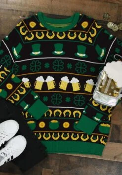 St Patrick's Fair Isle Adult Sweater -Halloween Costumes st patricks fair isle sweater alt 2