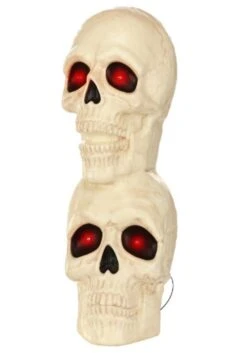 27.5" Sound Activated Double Stacked Skulls With Light Up Eyes Decoration 9 27.5" Sound Activated Double Stacked Skulls With Light Up Eyes Decoration -Halloween Costumes stacked sound activated skulls light up eyes prop alt 3