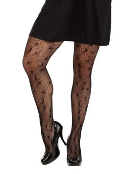 Women's Star And Moon Black Tights