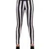 Women's Black And White Striped Leggings 2 Women's Black And White Striped Leggings -Halloween Costumes striped leggings one size