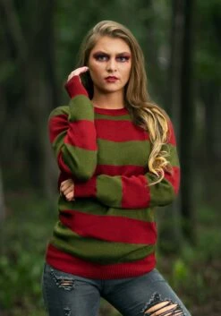 Striped Nightmare On Elm Street Freddy Sweater For Adults 27 Striped Nightmare On Elm Street Freddy Sweater For Adults -Halloween Costumes striped nightmare on elm street freddy sweater alt 14