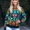 Sugar Skull Halloween Adult Sweater -Halloween Costumes sugar skull halloween sweater 1